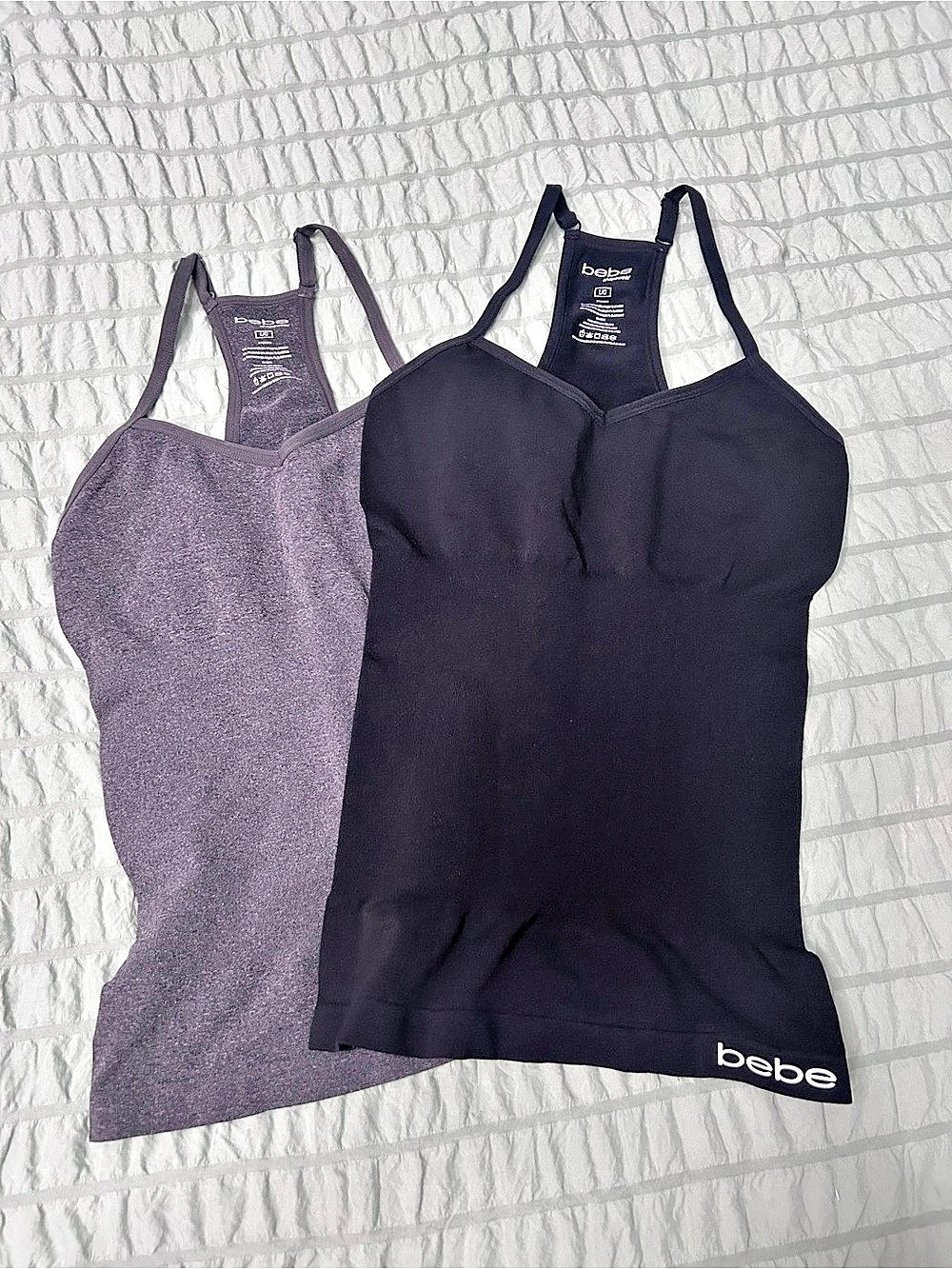 bebe Shapewear Cami Set Black & Purple Large